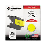 Remanufactured Yellow High-yield Ink, Replacement For Brother Lc75y, 600 Page-yield