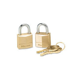 Three-pin Brass Tumbler Locks, 3-4" Wide, 2 Locks & 2 Keys, 2-pack