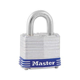 Four-pin Tumbler Laminated Steel Lock, 2" Wide, Silver-blue, Two Keys