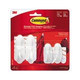 General Purpose Designer Hooks, Small-medium, 3 Lb Cap, White, 4 Hooks And 4 Strips-pack
