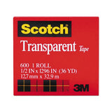 Transparent Tape, 1" Core, 0.5" X 36 Yds, Transparent