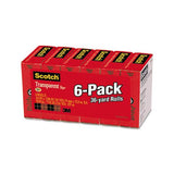 Transparent Tape, 1" Core, 0.75" X 36 Yds, Transparent, 6-pack