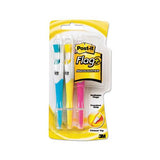 Flag + Highlighter, Chisel Tip, Assorted Colors, 3-pack