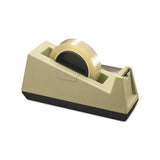 Heavy-duty Weighted Desktop Tape Dispenser, 3" Core, Plastic, Putty-brown
