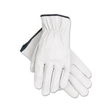 Grain Goatskin Driver Gloves, White, X-large, 12 Pairs