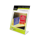 Clear Plastic Sign Holder, Stand-up, Slanted, 8 1-2 X 11