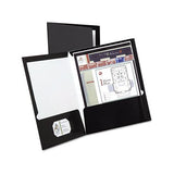 High Gloss Laminated Paperboard Folder, 100-sheet Capacity, Black, 25-box