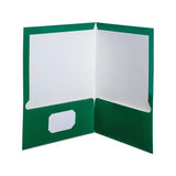 High Gloss Laminated Paperboard Folder, 100-sheet Capacity, Green, 25-box