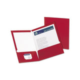 High Gloss Laminated Paperboard Folder, 100-sheet Capacity, Crimson, 25-box