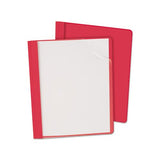 Clear Front Report Cover, 3 Fasteners, Letter, 1-2" Capacity, Red, 25-box