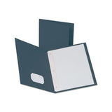 Twin-pocket Folders With 3 Fasteners, Letter, 1-2" Capacity, Dark Blue, 25-box