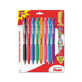Wow! Retractable Ballpoint Pen, Medium 1 Mm, Assorted Ink-barrel, 8-pack