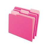 Interior File Folders, 1-3-cut Tabs, Letter Size, Pink, 100-box