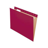 Colored Hanging Folders, Letter Size, 1-5-cut Tab, Burgundy, 25-box