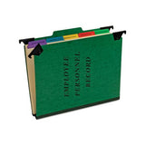 Hanging Style Personnel Folders, 1-3-cut Tabs, Center Position, Letter Size, Green
