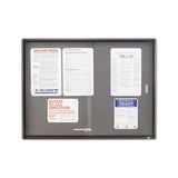 Enclosed Bulletin Board, Fabric-cork-glass, 48 X 36, Gray, Aluminum Frame