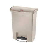 Slim Jim Resin Step-on Container, Front Step Style, 8 Gal, Beige