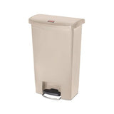 Slim Jim Resin Step-on Container, Front Step Style, 13 Gal, Beige