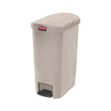 Slim Jim Resin Step-on Container, End Step Style, 13 Gal, Beige