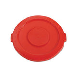 Round Flat Top Lid, For 32 Gal Round Brute Containers, 22.25" Diameter, Red