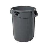 Round Brute Container, Plastic, 32 Gal, Gray
