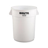 Round Brute Container, Plastic, 32 Gal, White