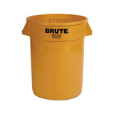 Round Brute Container, Plastic, 32 Gal, Yellow
