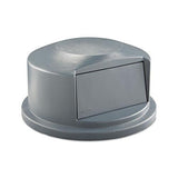 Round Brute Dome Top Receptacle, Push Door For 44 Gal Containers, 24.81w X 12.63h, Gray