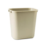 Deskside Plastic Wastebasket, Rectangular, 3.5 Gal, Beige