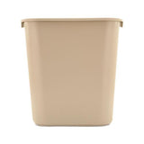 Deskside Plastic Wastebasket, Rectangular, 7 Gal, Beige