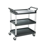 Economy Plastic Cart, Three-shelf, 18.63w X 33.63d X 37.75h, Black
