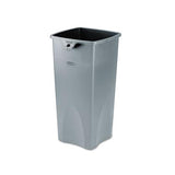 Untouchable Square Waste Receptacle, Plastic, 23 Gal, Gray