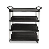 Open Sided Utility Cart, Four-shelf, 40.63w X 20d X 51h, Black
