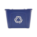 Stacking Recycle Bin, Rectangular, Polyethylene, 14 Gal, Blue