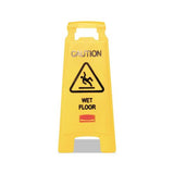 Caution Wet Floor Floor Sign, Plastic, 11 X 12 X 25, Bright Yellow, 6-carton
