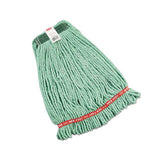 Web Foot Wet Mop Heads, Shrinkless, Cotton-synthetic, Green, Medium