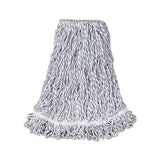 Web Foot Finish Mop, Cotton-synthetic, White, Large, 1" White Headband, 6-carton