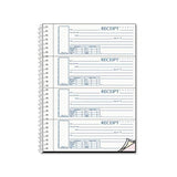 Spiralbound Unnumbered Money Receipt Book, 7 X 2 3-4, Three-part, 120 Sets-book