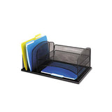 Onyx Desk Organizer With Three Horizontal And Three Upright Sections, Letter Size Files, 19.5" X 11.5" X 8.25", Black