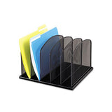 Onyx Mesh Desk Organizer With Upright Sections, 5 Sections, Letter To Legal Size Files, 12.5" X 11.25" X 8.25", Black
