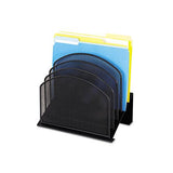 Onyx Mesh Desk Organizer With Tiered Sections, 5 Sections, Letter To Legal Size Files, 11.25" X 7.25" X 12", Black