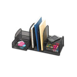 Onyx Mesh Desk Organizer, Three Sections-two Baskets, 17 X 6 3-4 X 7 3-4, Black