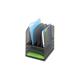 Onyx Mesh Desk Organizer With Five Vertical And Three Horizontal Sections, Letter Size Files, 11.5" X 9.5" X 13", Black
