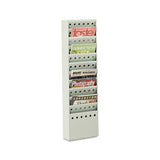 Steel Magazine Rack, 11 Compartments, 10w X 4d X 36.25h, Gray