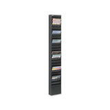 Steel Magazine Rack, 23 Compartments, 10w X 4d X 65.5h, Black