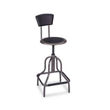 Diesel Industrial Stool With Back, 27" Seat Height, Supports Up To 250 Lbs., Pewter Seat-pewter Back, Pewter Base