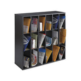 Wood Mail Sorter With Adjustable Dividers, Stackable, 18 Compartments, Black