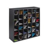 Wood Mail Sorter With Adjustable Dividers, Stackable, 36 Compartments, Black