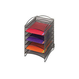 Onyx Steel Mesh Lliterature Sorter, Six Compartments, Black