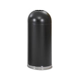 Open-top Dome Receptacle, Round, Steel, 15 Gal, Black